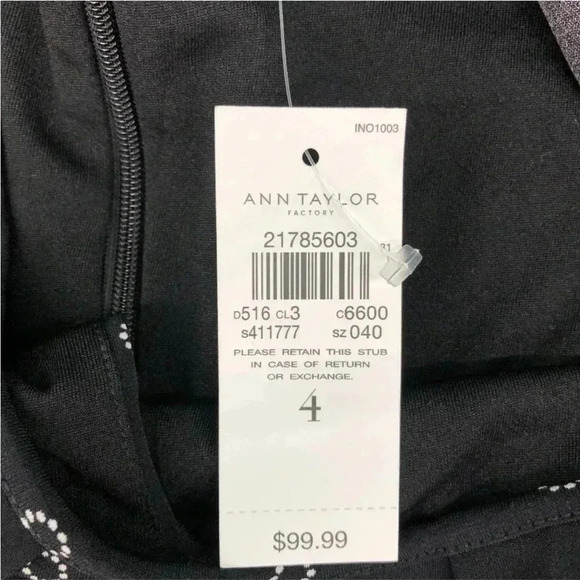 Ann Taylor black with  white and tan circle print dress sz 4 - Picture 6 of 8